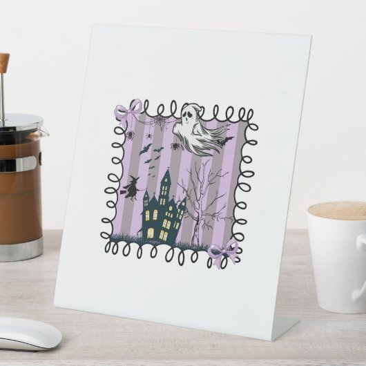 Iridescent Coquette Halloween Reclamebord Met Voetstuk (Insitu)