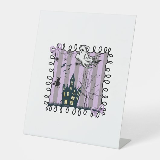 Iridescent Coquette Halloween Reclamebord Met Voetstuk (Voorkant)