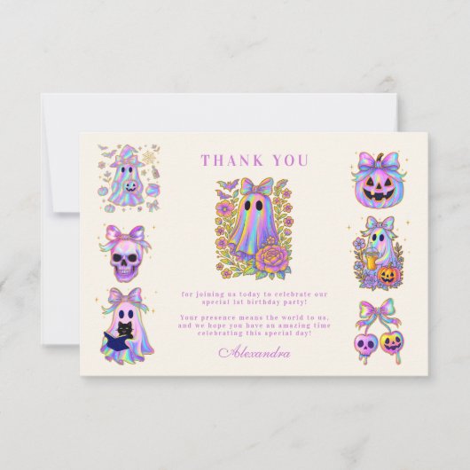 Iridescent Coquette Spooky ONE Halloween Bedankkaart (Voorkant)