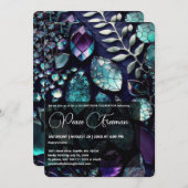 Iridescent Crystal Gemstenen, blauw, Blauwgroen, P Kaart (Voorkant / Achterkant)