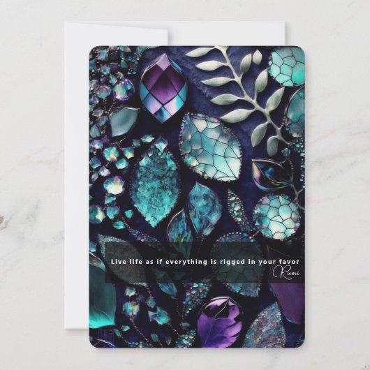 Iridescent Crystal Gemstenen, blauw, Blauwgroen, P Kaart (Achterkant)