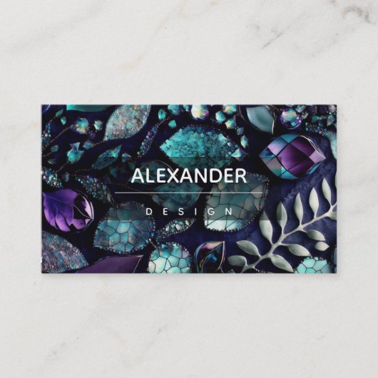 Iridescent Crystal Gemstenen, blauw, Blauwgroen, P Visitekaartje (Voorkant)