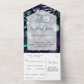 Iridescent Crystal Gemstenen, blauw, lavender All In One Uitnodiging (Binnen)