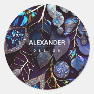 Iridescent Crystal Gemstenen, blauw, lavender Ronde Sticker