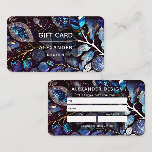 Iridescent Crystal Gemstenen, blauw, lavender Visitekaartje (Voorkant / Achterkant)