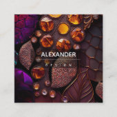 Iridescent Crystal Gemstenen, Fuchsia, Bronze, Amb Vierkante Visitekaartje (Voorkant)