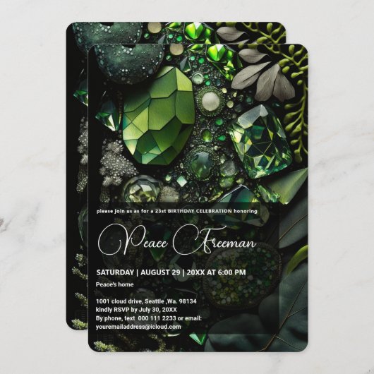 Iridescent Crystal Gemstenen, Green,Moss, Kaart (Voorkant / Achterkant)