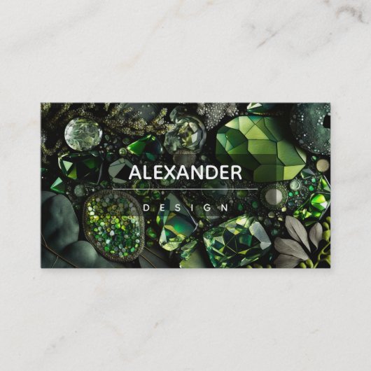 Iridescent Crystal Gemstenen, Green,Moss, Visitekaartje (Voorkant)