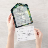 Iridescent Crystal Gemstenen, Moss, Sage, Green All In One Uitnodiging (Afscheurbaar)