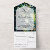 Iridescent Crystal Gemstenen, Moss, Sage, Green All In One Uitnodiging (Binnen)