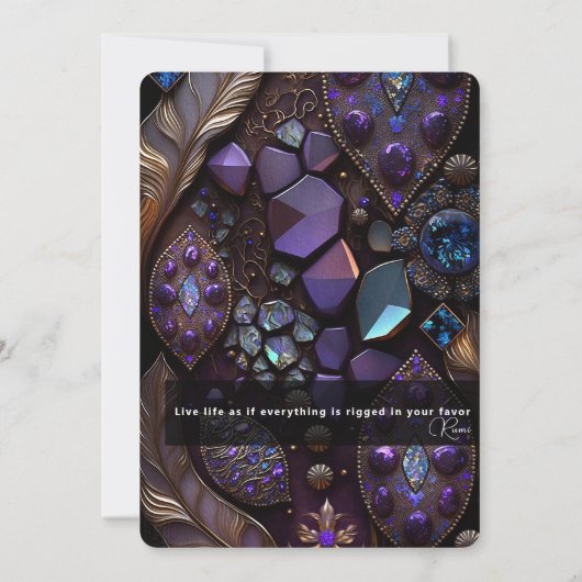 Iridescent Crystal Gemstenen, Paars, Violet, Gold Kaart (Achterkant)