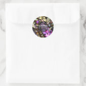 Iridescent Crystal Gemstenen, roze, Fuchsia, Gold Ronde Sticker (Tas)