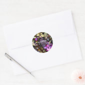 Iridescent Crystal Gemstenen, roze, Fuchsia, Gold Ronde Sticker (Envelop)