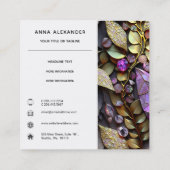 Iridescent Crystal Gemstenen, roze, Fuchsia, Gold Vierkante Visitekaartje (Achterkant)