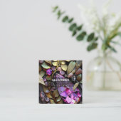 Iridescent Crystal Gemstenen, roze, Fuchsia, Gold Vierkante Visitekaartje (Staand voorkant)