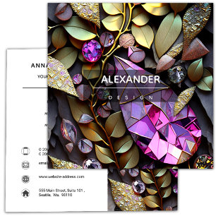 Iridescent Crystal Gemstenen, roze, Fuchsia, Gold Vierkante Visitekaartje