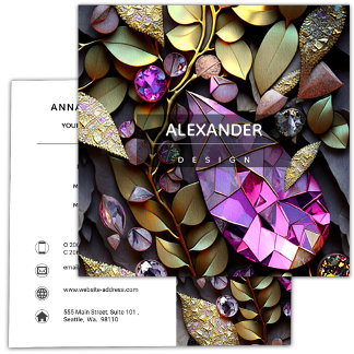 Iridescent Crystal Gemstenen, roze, Fuchsia, Gold Vierkante Visitekaartje