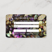 Iridescent Crystal Gemstenen, roze, Fuchsia, Gold Visitekaartje (Achterkant)