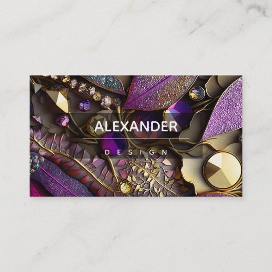 Iridescent Crystal Gemstenen, roze, Fuchsia, Gold Visitekaartje (Voorkant)