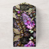 Iridescent Crystal Gemstenen, Roze, Gold All In One Uitnodiging (Buitenkant)