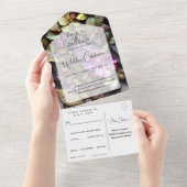 Iridescent Crystal Gemstenen, Roze, Gold All In One Uitnodiging (Afscheurbaar)