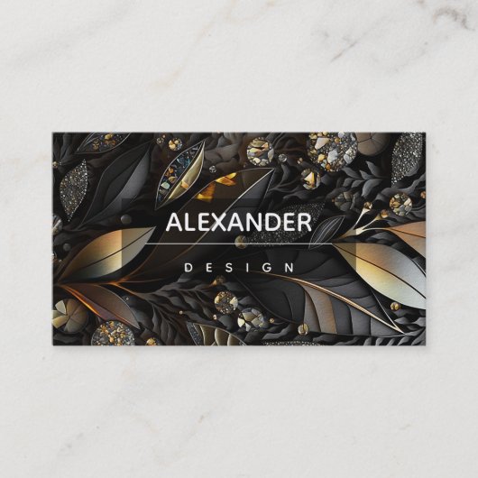 Iridescent Crystal Gemstenen, zwart, ebony, goud Visitekaartje (Voorkant)