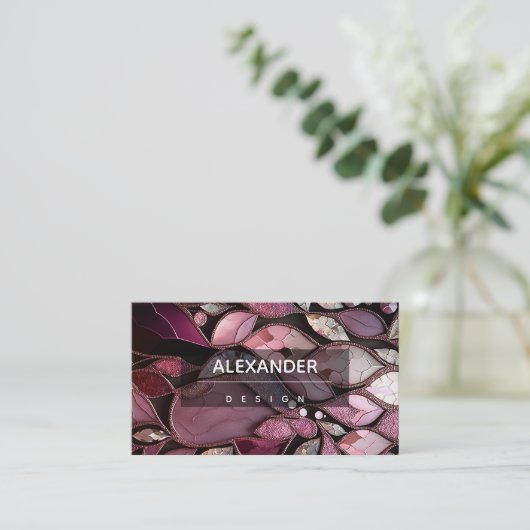 Iridescent Crystal Gemstone, roze Visitekaartje (Staand voorkant)