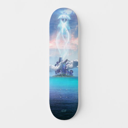 Iridescent Crystal Island Energy Station Jelly UFO Persoonlijk Skateboard (Voorkant)