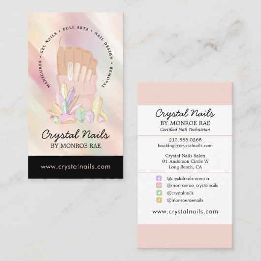 Iridescent Crystal Nail Salon - Nail Technicien Bu Visitekaartje (Voorkant / Achterkant)