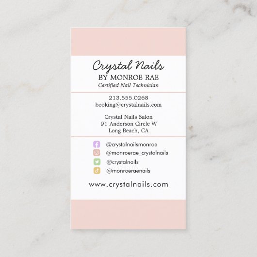 Iridescent Crystal Nail Salon - Nail Technicien Bu Visitekaartje (Achterkant)