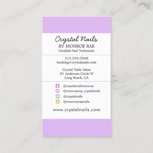 Iridescent Crystal Nail-technicus Beauty Salon Bu Visitekaartje (Achterkant)