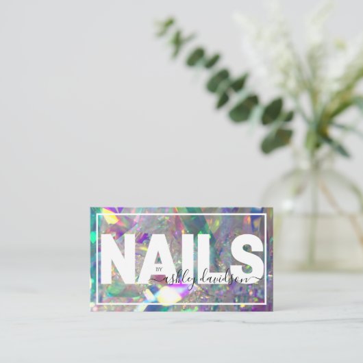 Iridescent Crystal | Nail-technicus Visitekaartje (Staand voorkant)