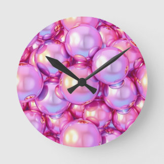 Iridescent Cyber-Bubbles Y2K Clock Ronde Klok