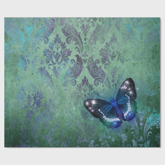 Iridescent  Damask Butterfly Cadeaupapier (Vlak)