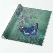 Iridescent  Damask Butterfly Cadeaupapier (Uitgerold)