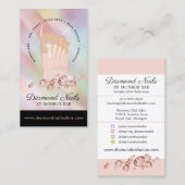 Iridescent Diamond Nail Salon Nail Tech Artist Bus Visitekaartje (Voorkant / Achterkant)