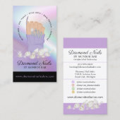 Iridescent Diamond Nail Salon Nail Tech Artist Bus Visitekaartje (Voorkant / Achterkant)