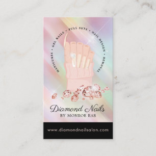 Iridescent Diamond Nail Salon Nail Tech Artist Visitekaartje