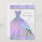 Iridescent Diamond Sparkle Glam Quinceañera Kaart (Voorkant)