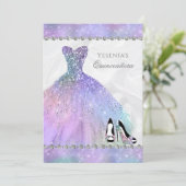 Iridescent Diamond Sparkle Glam Quinceañera Kaart (Staand voorkant)