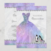 Iridescent Diamond Sparkle Glam Quinceañera Kaart (Voorkant / Achterkant)
