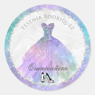 Iridescent Diamond Sparkle Glam Quinceañera Ronde Sticker