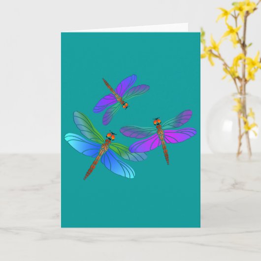 Iridescent Dive Bombing Dragonfings Kaart (Gele Bloem)