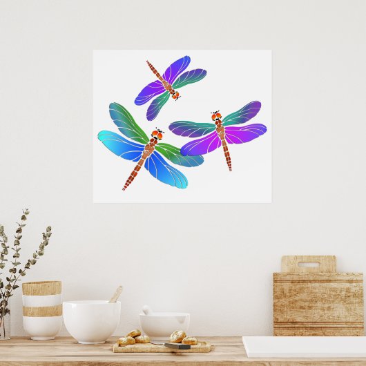 Iridescent Dive Bombing Dragonfings Poster (Keuken)