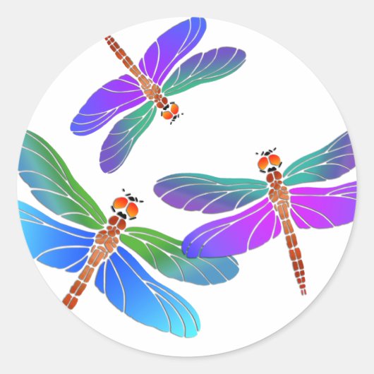Iridescent Dive Bombing Dragonfings Ronde Sticker (Voorkant)