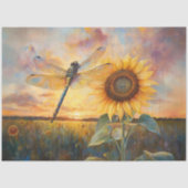 Iridescent Dragonfly Rustic Zonnebloem Decoupage Tissuepapier (Voorkant)