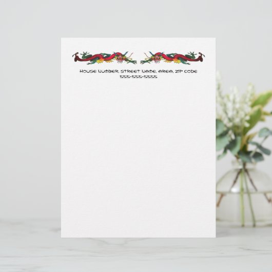 Iridescent Dragons letterhead Persoonlijk Briefhoofd (Staand voorkant)