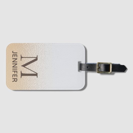 Iridescent Elegant Monogram Persoonlijke naam Bagagelabel (Voorkant (horizontaal))