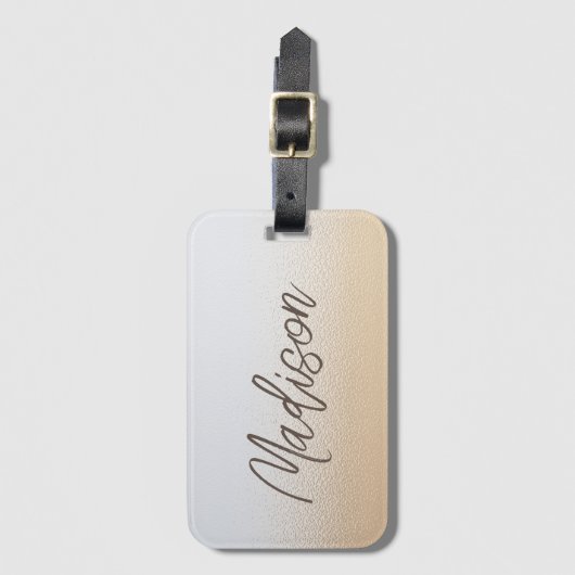 Iridescent Elegant Script Persoonlijke naam Bagagelabel (Voorkant (verticaal))