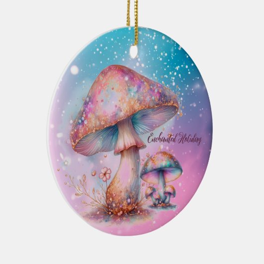 Iridescent Enchanted Fairytale Mushrooms Keramisch Ornament (Rechts)